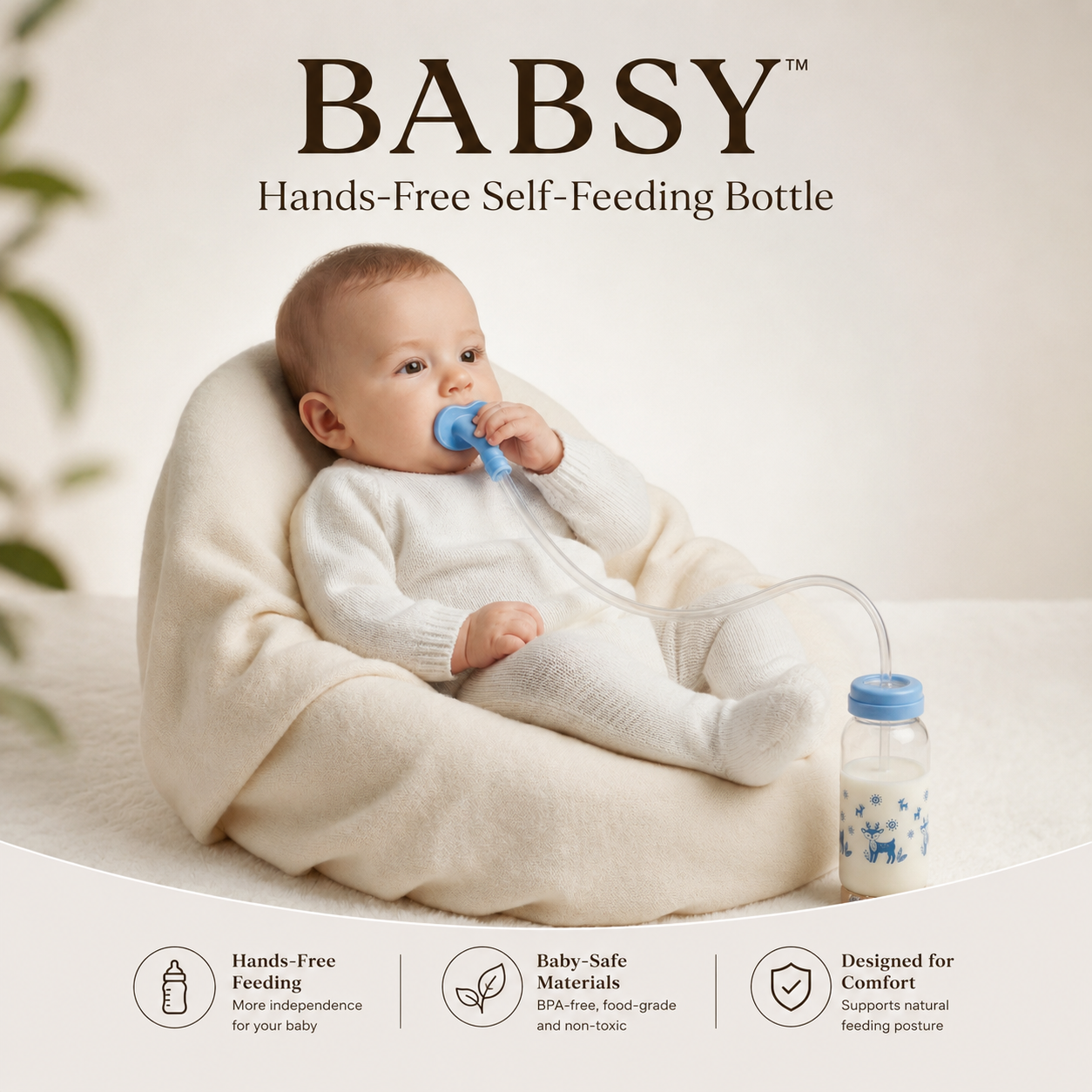 Babsy™ Hands-Free Self-Feeding Bottle for Babies - 240 ml