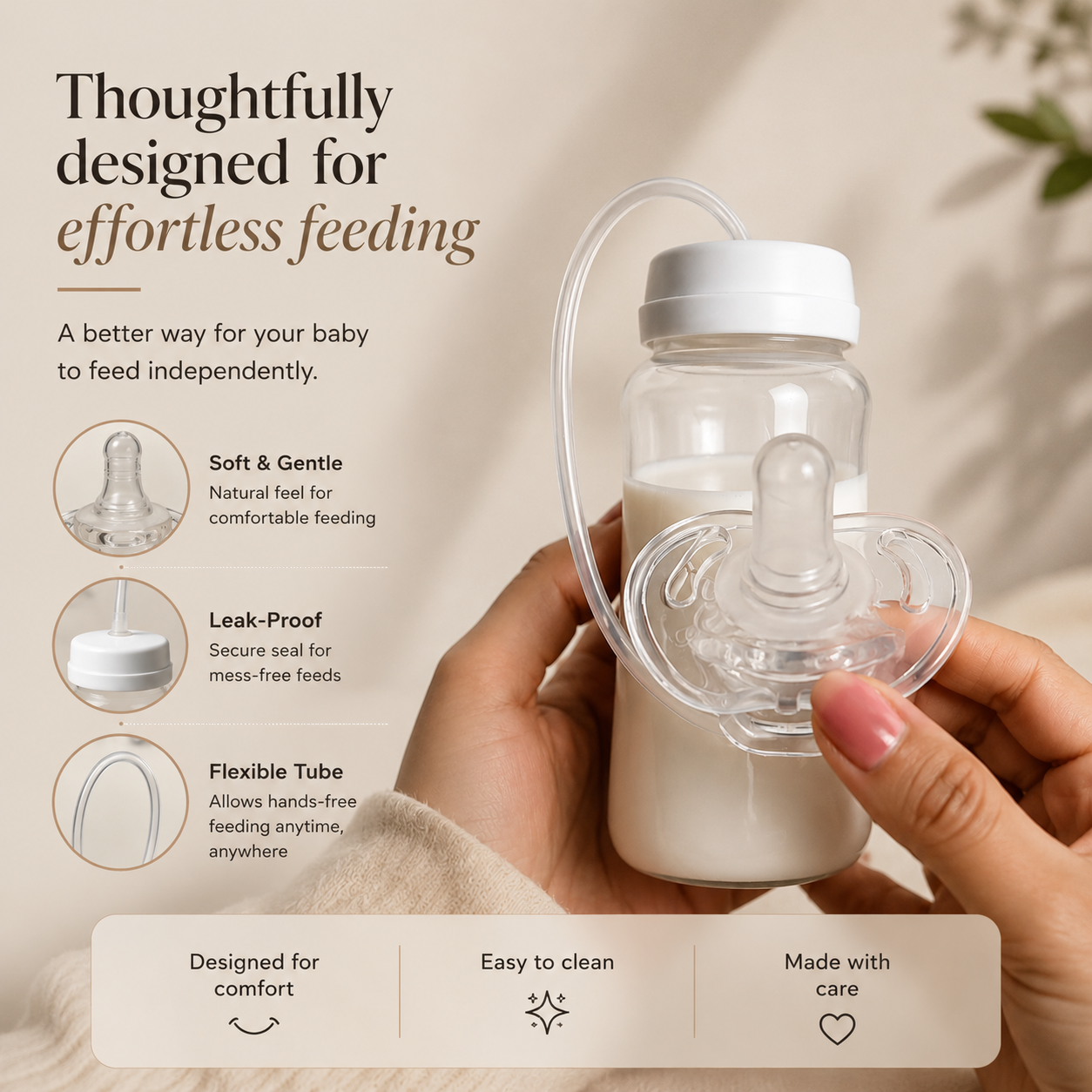 Babsy™ Hands-Free Self-Feeding Bottle for Babies - 240 ml