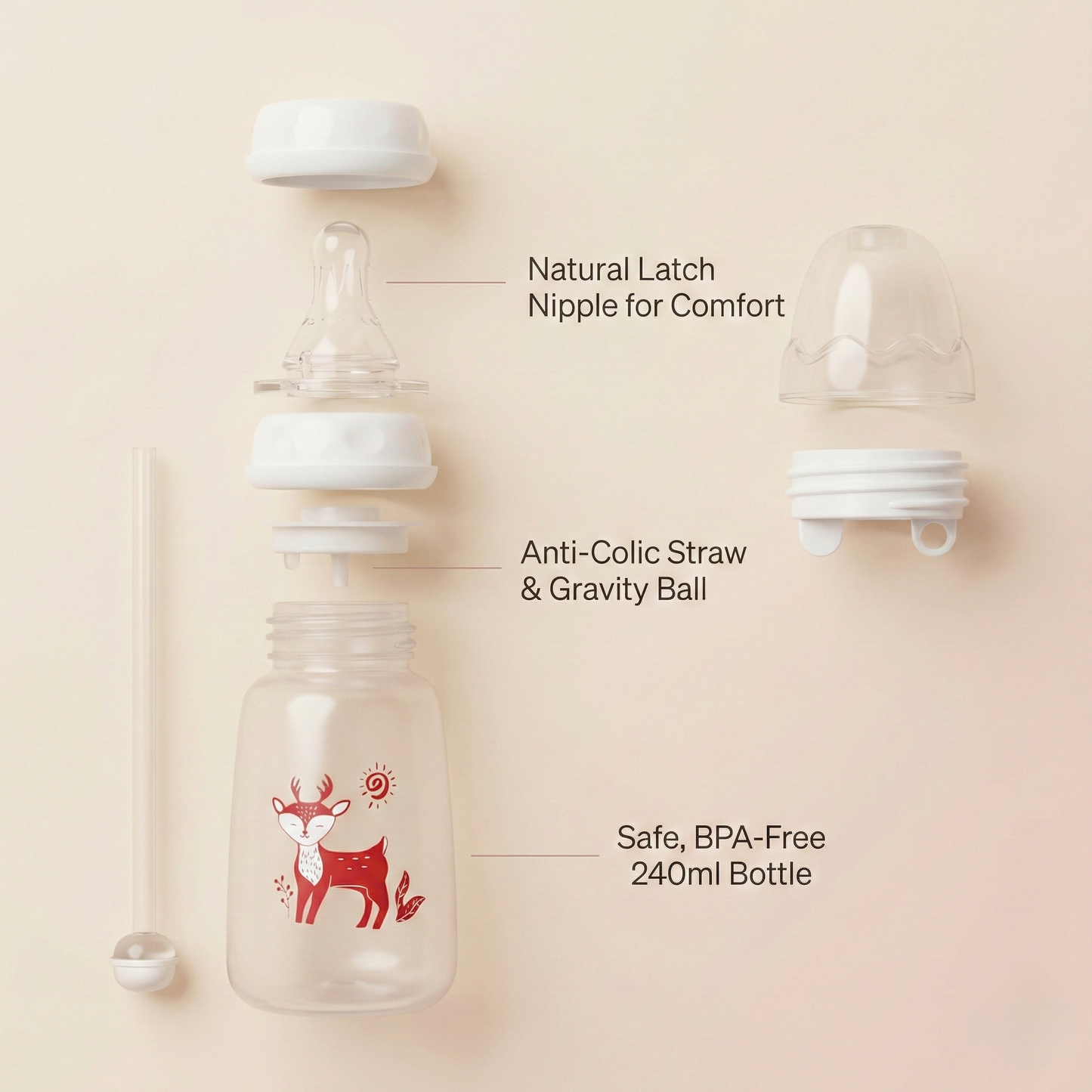 Babsy™ Hands-Free Self-Feeding Bottle for Babies - 240 ml